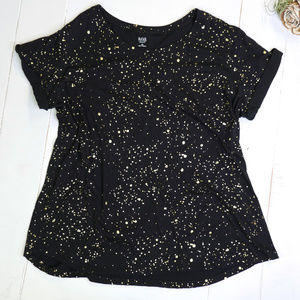 a.n.a. | black t-shirt tee shirt gold dots cuffed